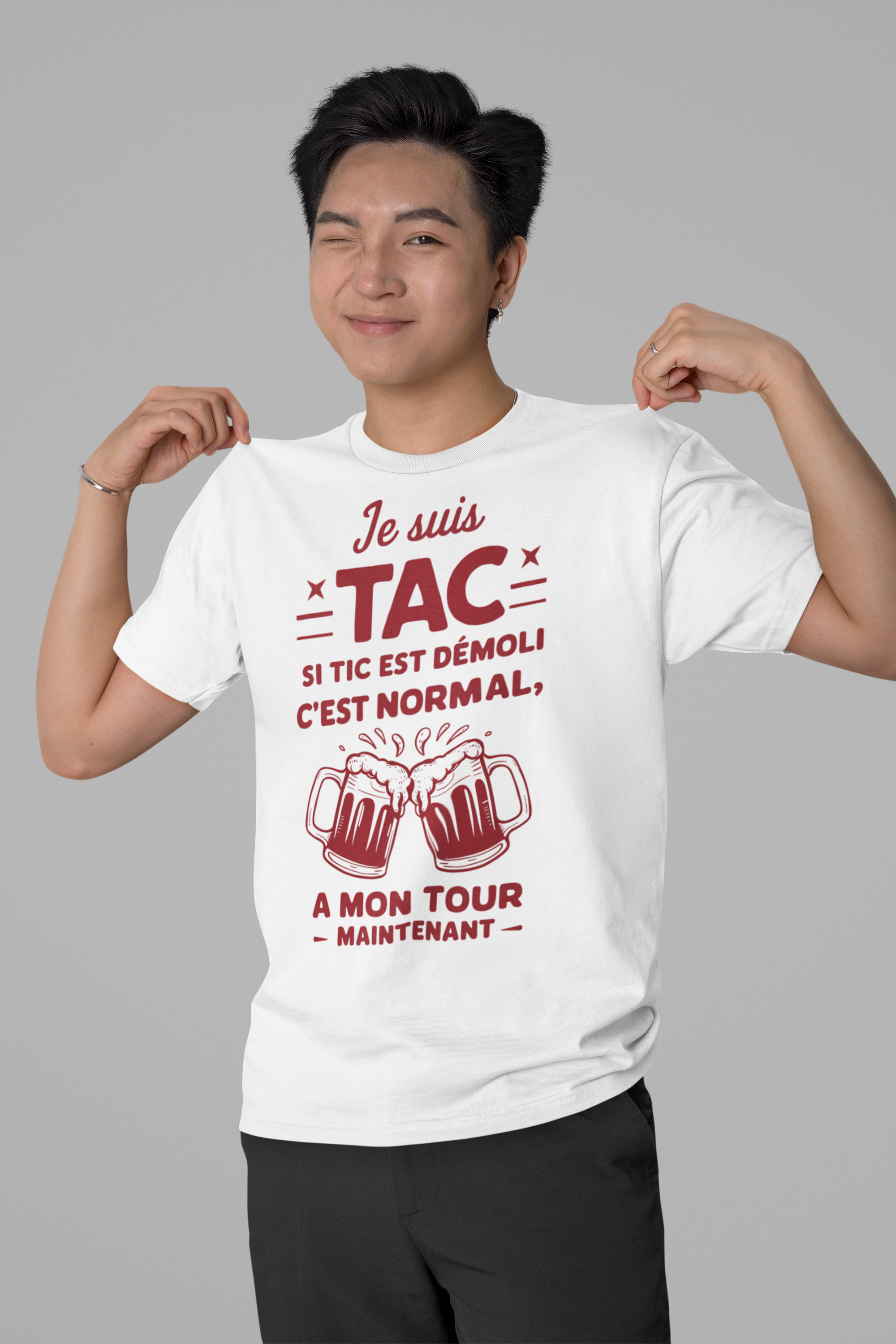 T-Shirt col rond Unisexe - JE SUIS TAC (DESIGN DEVANT)