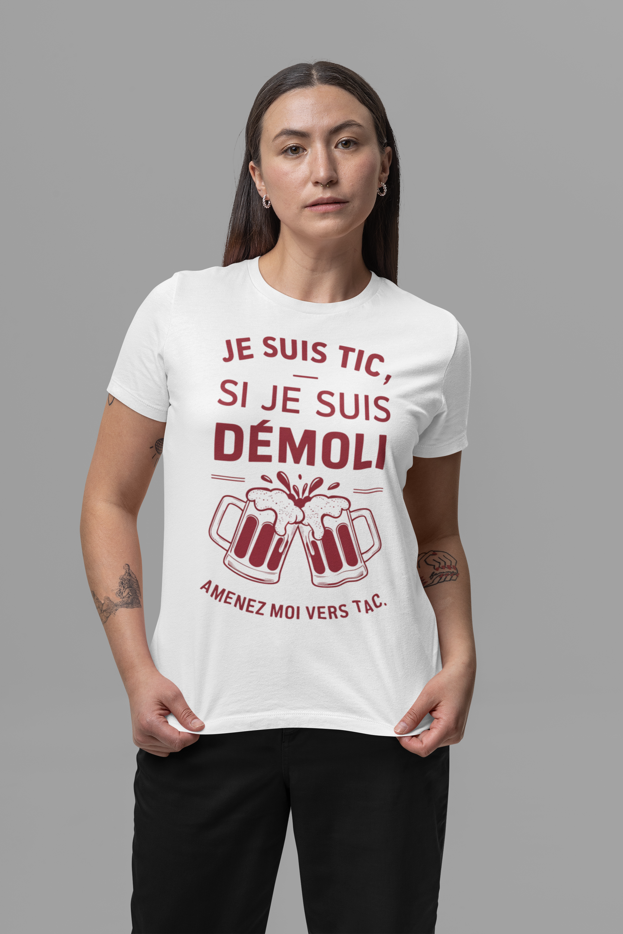 T-Shirt col rond Femme - JE SUIS TIC (DESIGN DEVANT)
