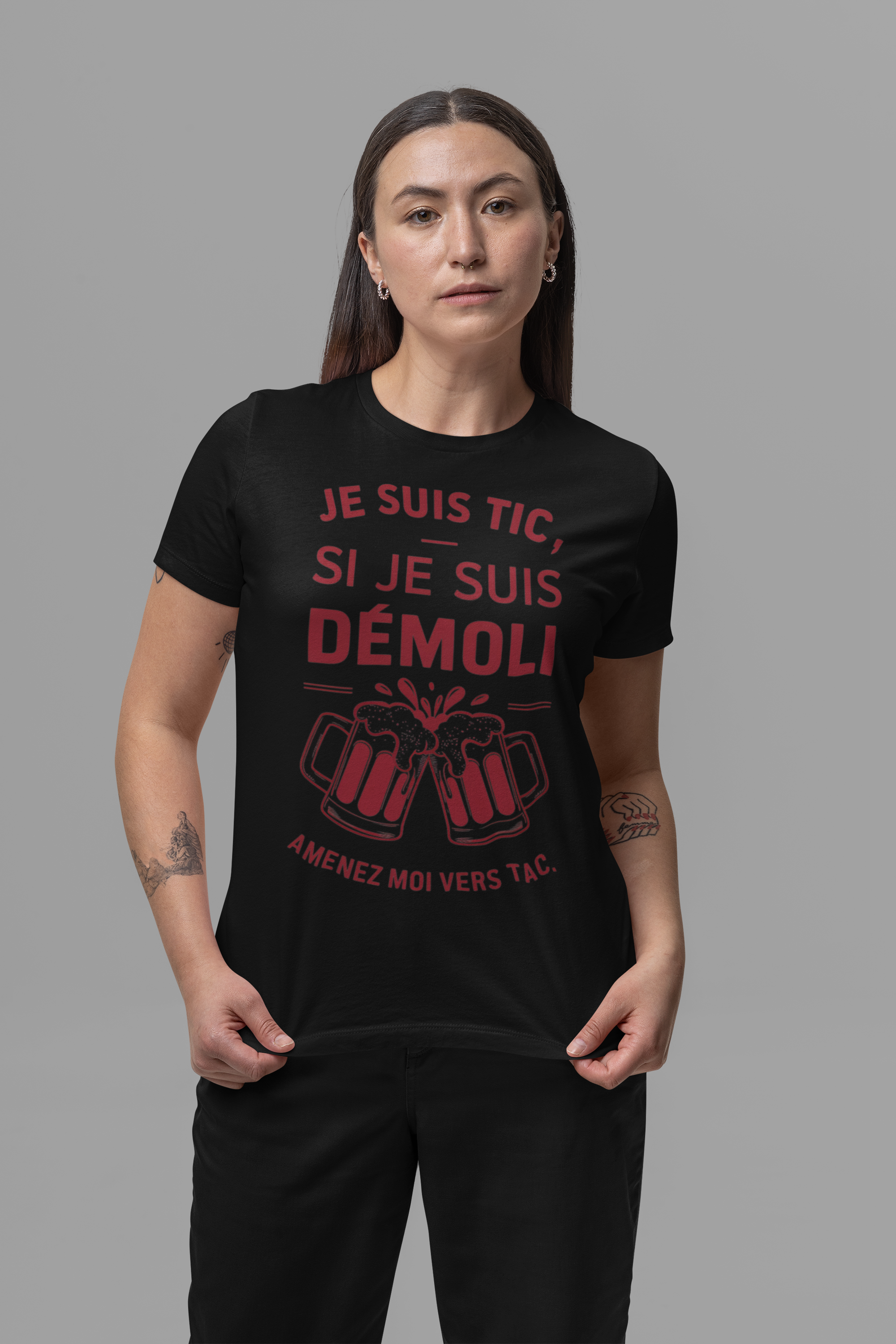 T-Shirt col rond Femme - JE SUIS TIC (DESIGN DEVANT)