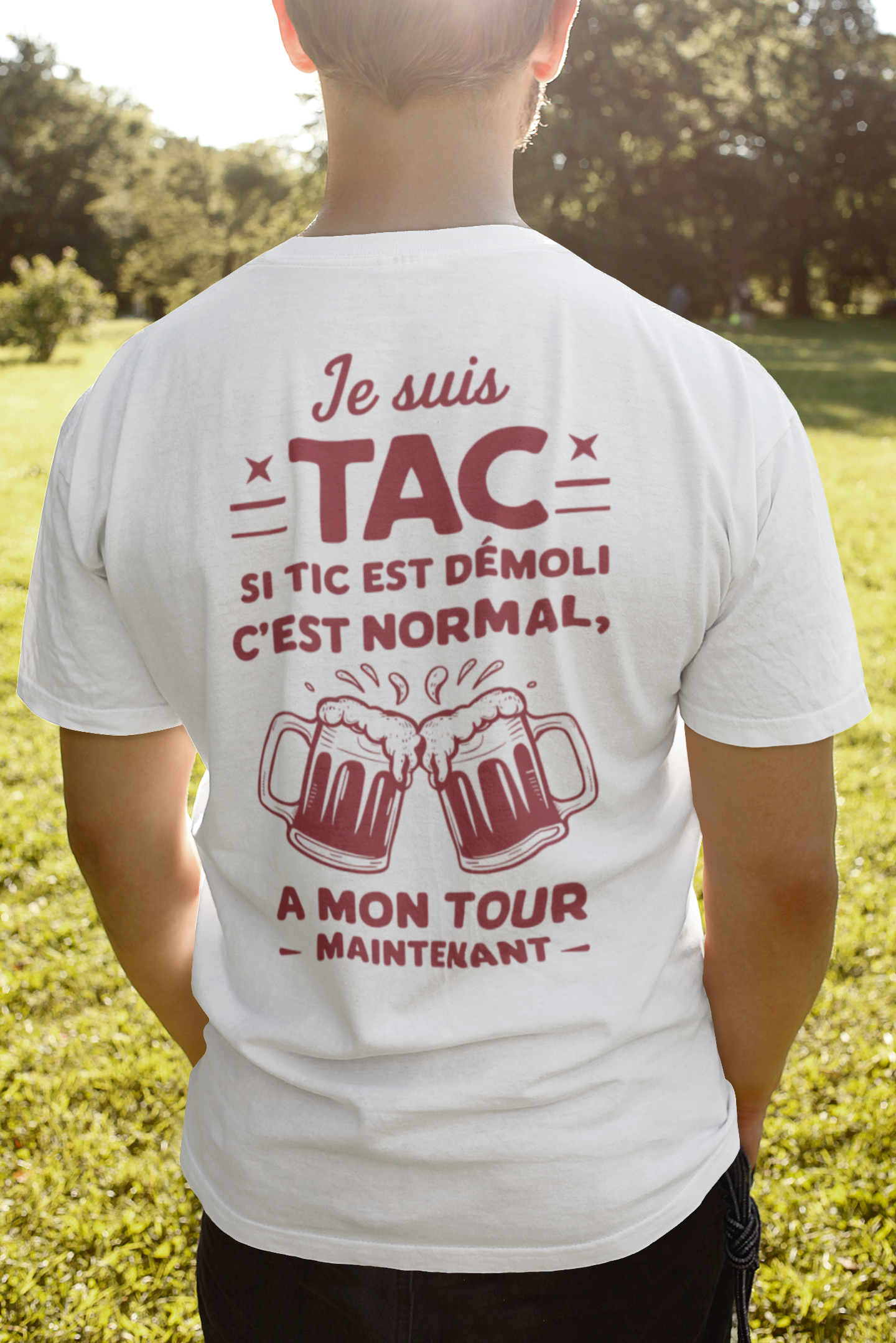 T-SHIRT COL ROND UNISEXE DOS  (JE SUIS TAC)