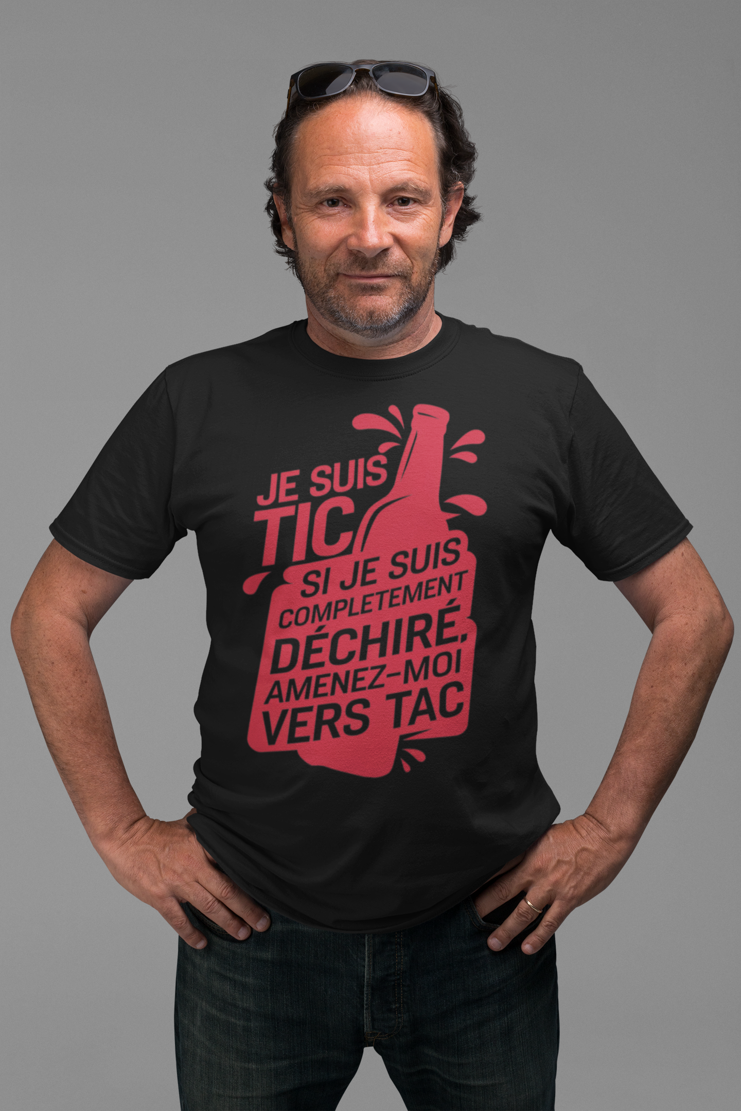 T-Shirt col rond Unisexe - JE SUIS TIC (DESIGN DEVANT VERSION DÉCHIRÉ)