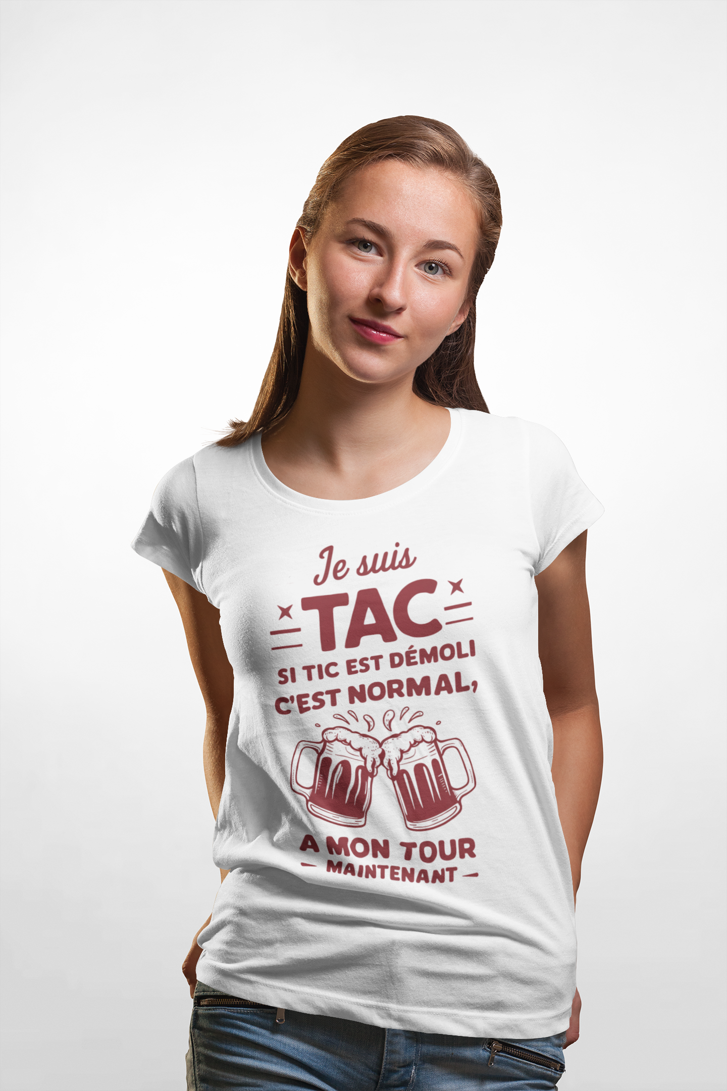 T-Shirt col rond Femme - JE SUIS TAC (DESIGN DEVANT)
