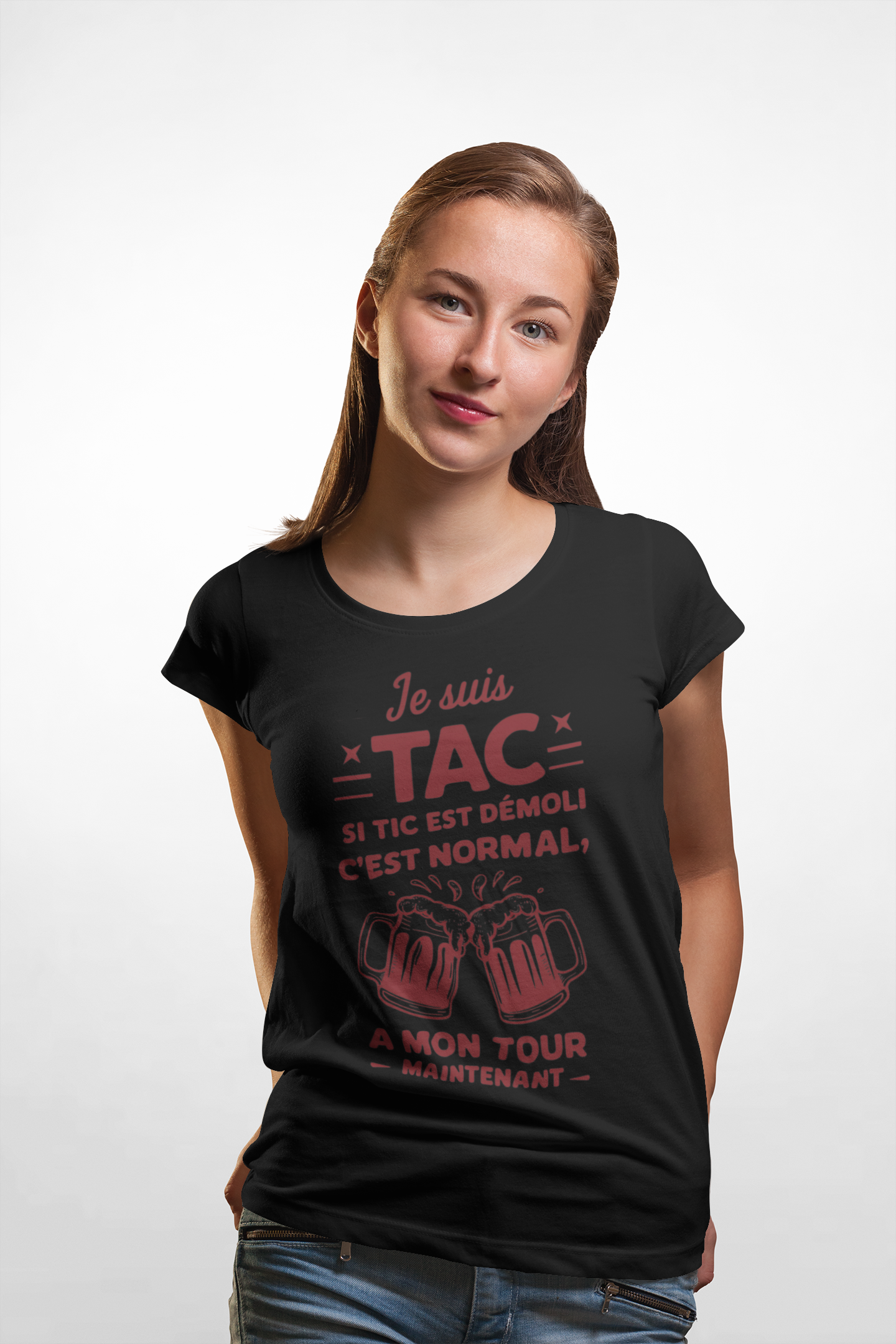 T-Shirt col rond Femme - JE SUIS TAC (DESIGN DEVANT)