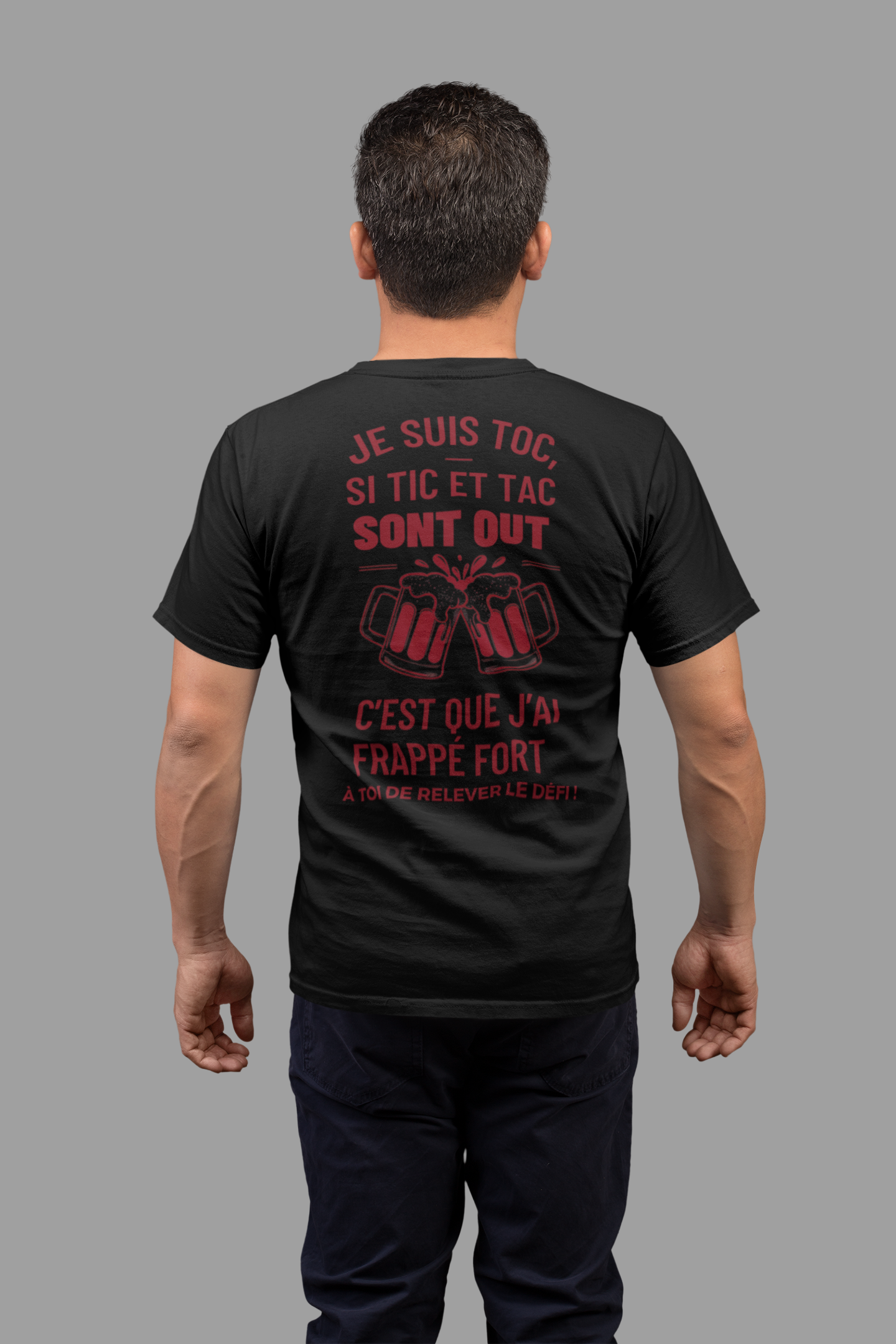 T-SHIRT COL ROND UNISEXE DOS  (JE SUIS TOC)